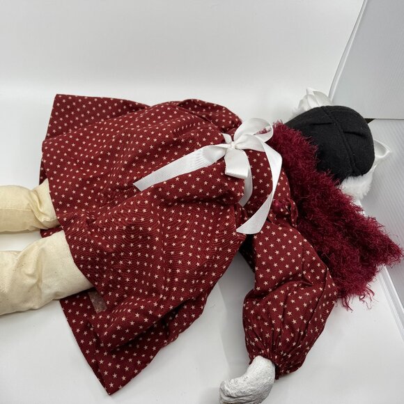 Hand Made Paper Mache Snow Girl Hand Made Shoes Face and Hands Red Dress - Picture 6 of 7